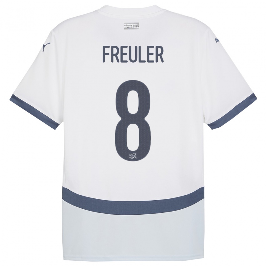Męski Szwajcaria Remo Freuler #8 Biały Wyjazdowa Koszulka 24-26 Koszulki Klubowe