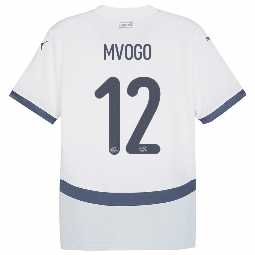 Męski Szwajcaria Yvon Mvogo #12 Biały Wyjazdowa Koszulka 24-26 Koszulki Klubowe