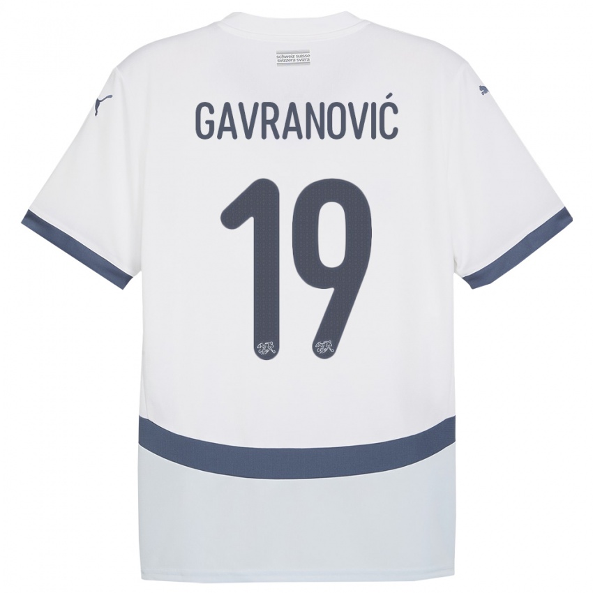 Męski Szwajcaria Mario Gavranovic #19 Biały Wyjazdowa Koszulka 24-26 Koszulki Klubowe