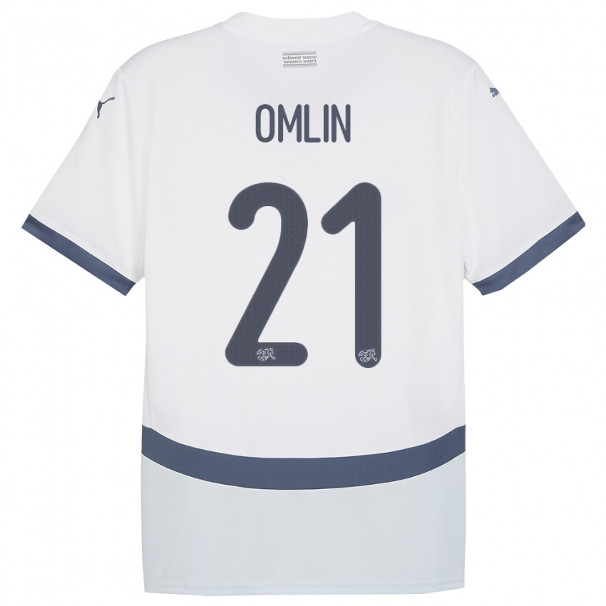Męski Szwajcaria Jonas Omlin #21 Biały Wyjazdowa Koszulka 24-26 Koszulki Klubowe
