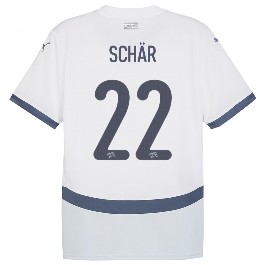 Męski Szwajcaria Fabian Schar #22 Biały Wyjazdowa Koszulka 24-26 Koszulki Klubowe