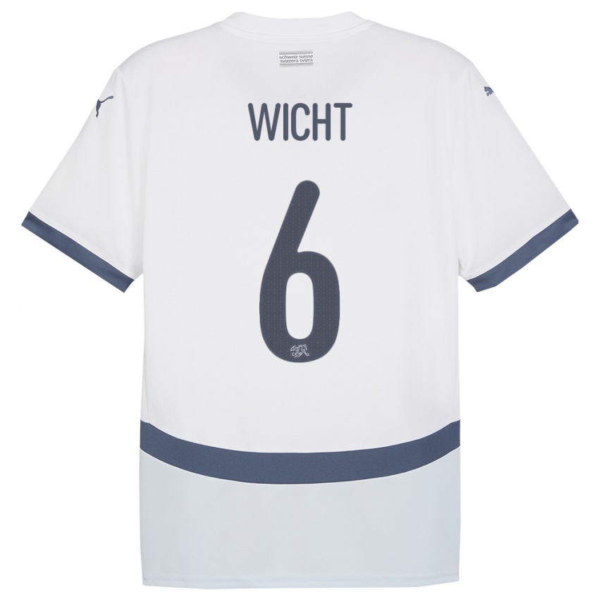 Męski Szwajcaria Nathan Wicht #6 Biały Wyjazdowa Koszulka 24-26 Koszulki Klubowe