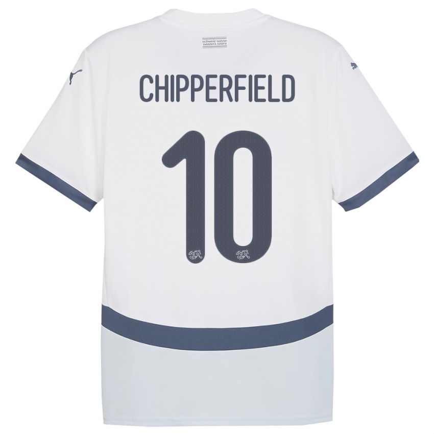 Męski Szwajcaria Liam Chipperfield #10 Biały Wyjazdowa Koszulka 24-26 Koszulki Klubowe