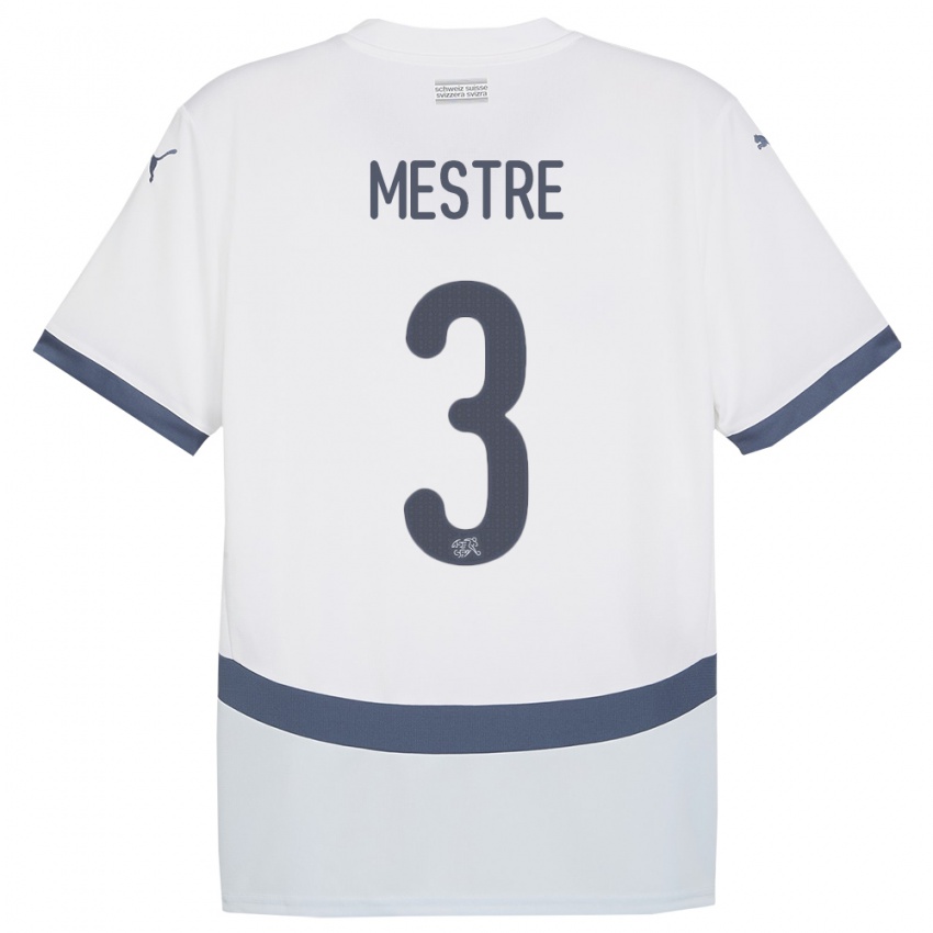 Męski Szwajcaria Luis Mestre #3 Biały Wyjazdowa Koszulka 24-26 Koszulki Klubowe