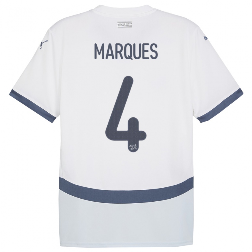 Męski Szwajcaria Christian Marques #4 Biały Wyjazdowa Koszulka 24-26 Koszulki Klubowe