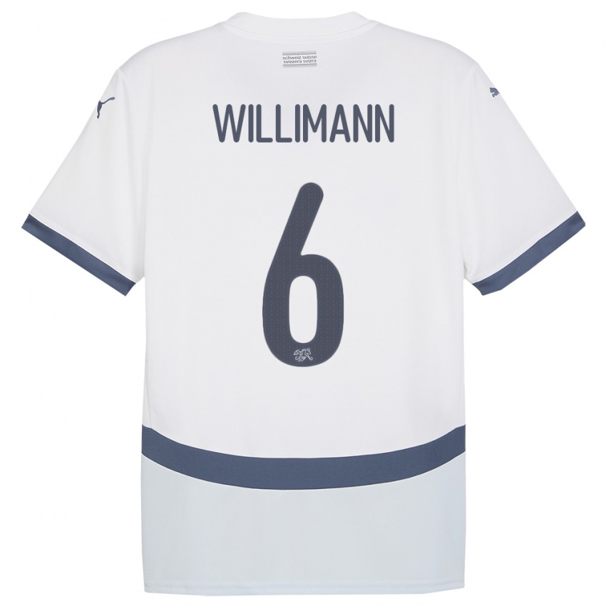 Męski Szwajcaria Mauricio Willimann #6 Biały Wyjazdowa Koszulka 24-26 Koszulki Klubowe