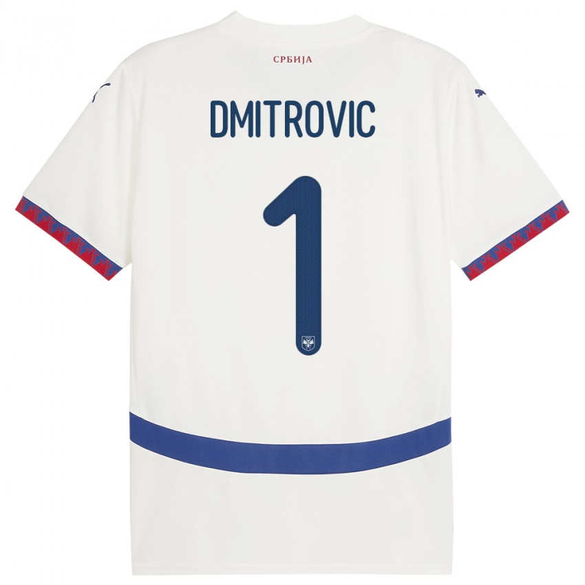 Męski Serbia Marko Dmitrovic #1 Biały Wyjazdowa Koszulka 24-26 Koszulki Klubowe