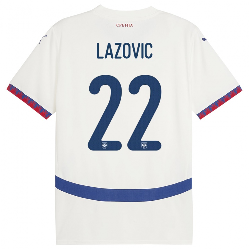 Męski Serbia Darko Lazovic #22 Biały Wyjazdowa Koszulka 24-26 Koszulki Klubowe