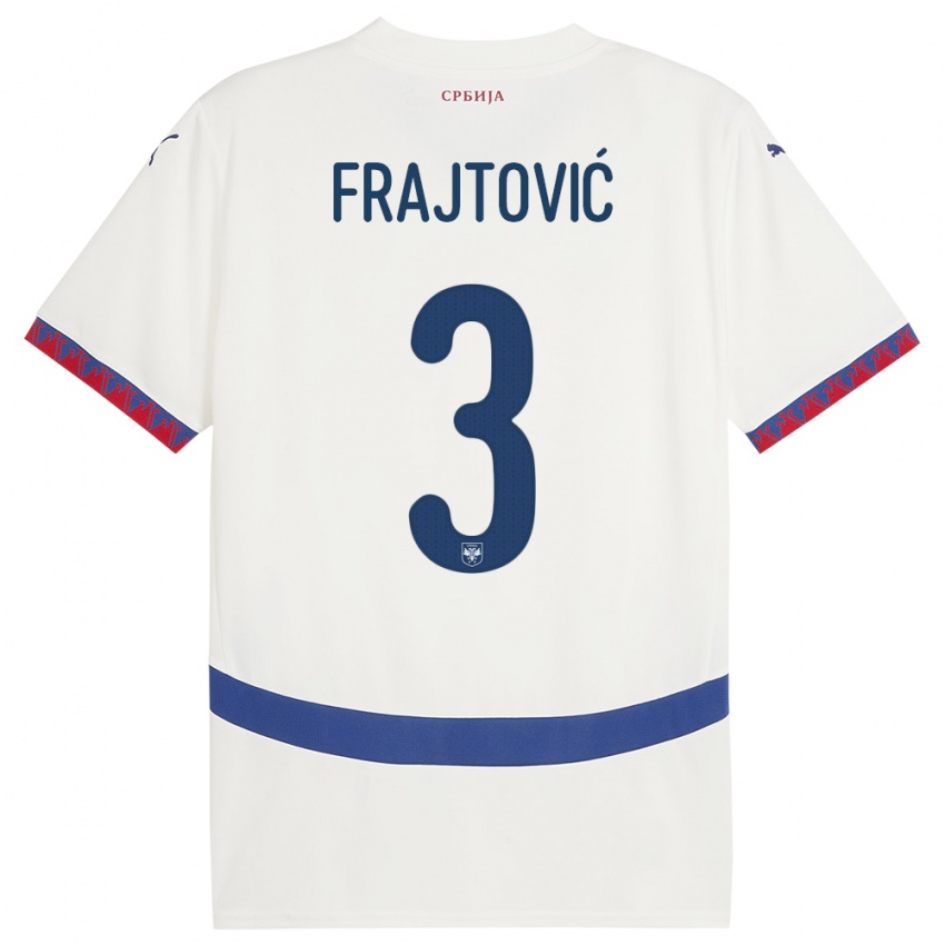 Męski Serbia Andela Frajtovic #3 Biały Wyjazdowa Koszulka 24-26 Koszulki Klubowe