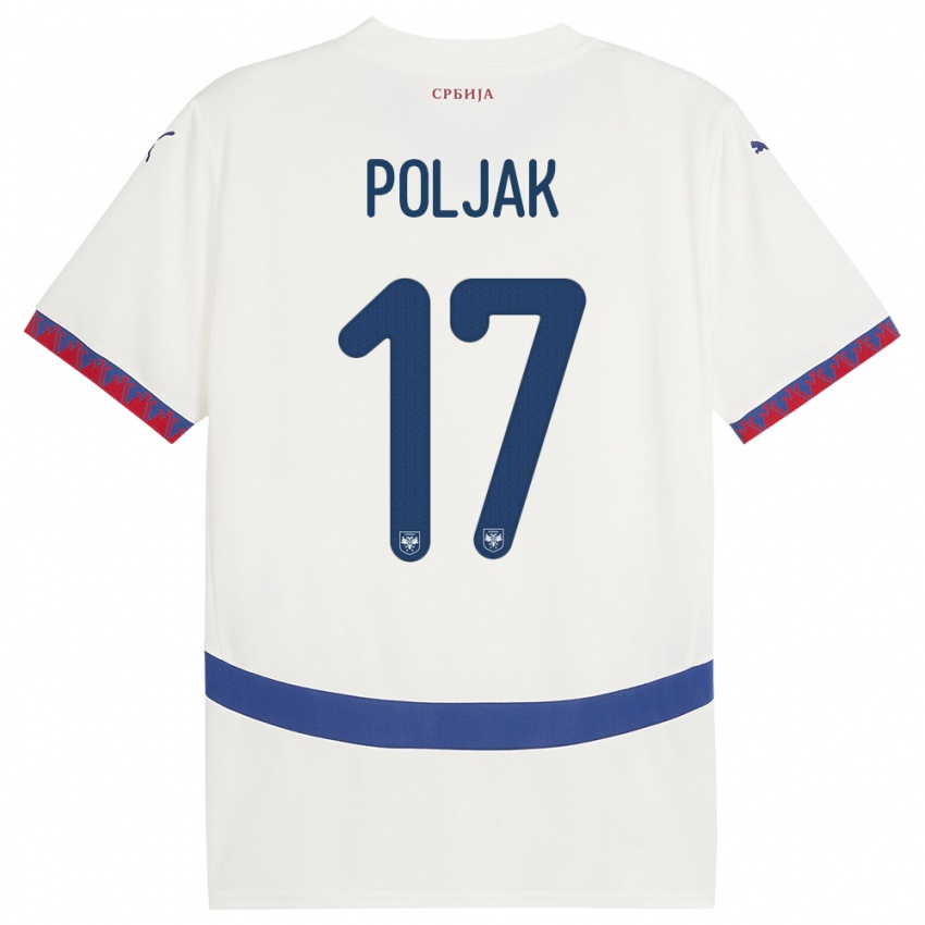 Męski Serbia Allegra Poljak #17 Biały Wyjazdowa Koszulka 24-26 Koszulki Klubowe