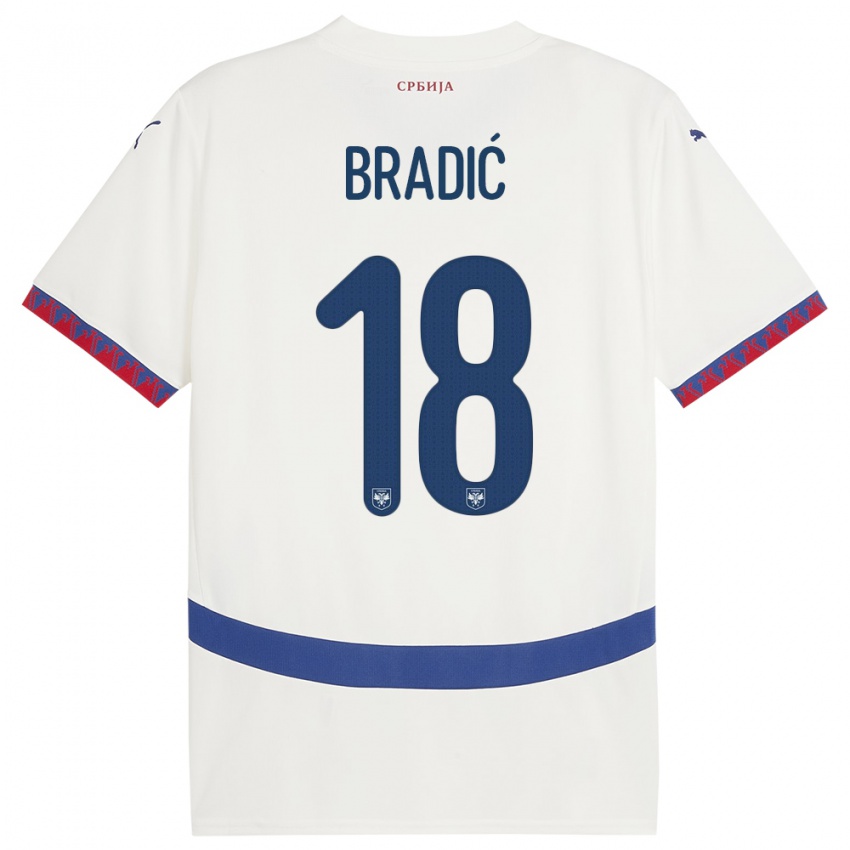 Męski Serbia Biljana Bradic #18 Biały Wyjazdowa Koszulka 24-26 Koszulki Klubowe