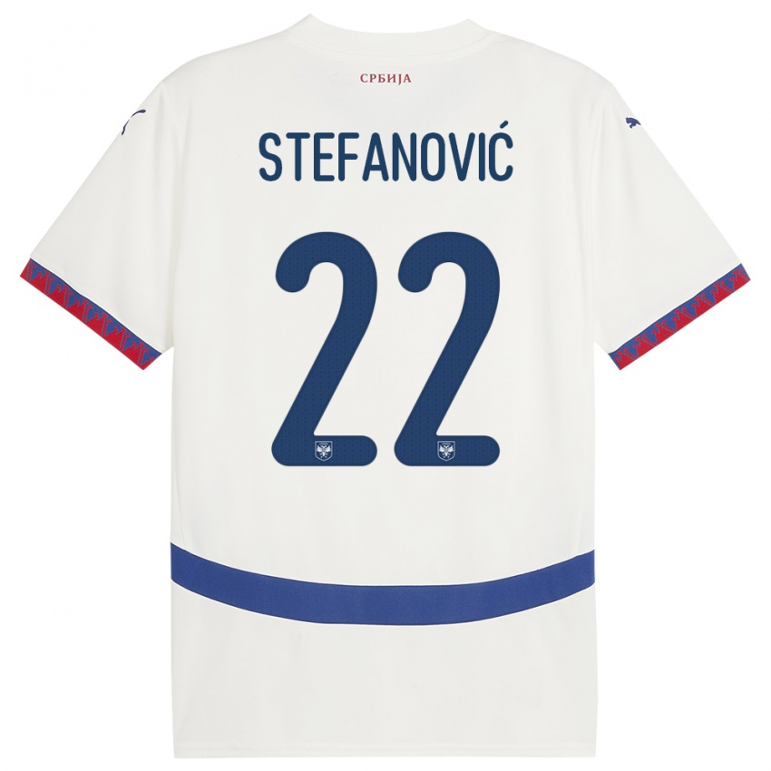 Męski Serbia Dejana Stefanovic #22 Biały Wyjazdowa Koszulka 24-26 Koszulki Klubowe