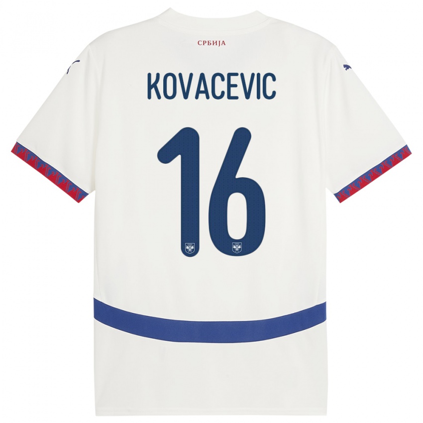 Męski Serbia Bojan Kovacevic #16 Biały Wyjazdowa Koszulka 24-26 Koszulki Klubowe