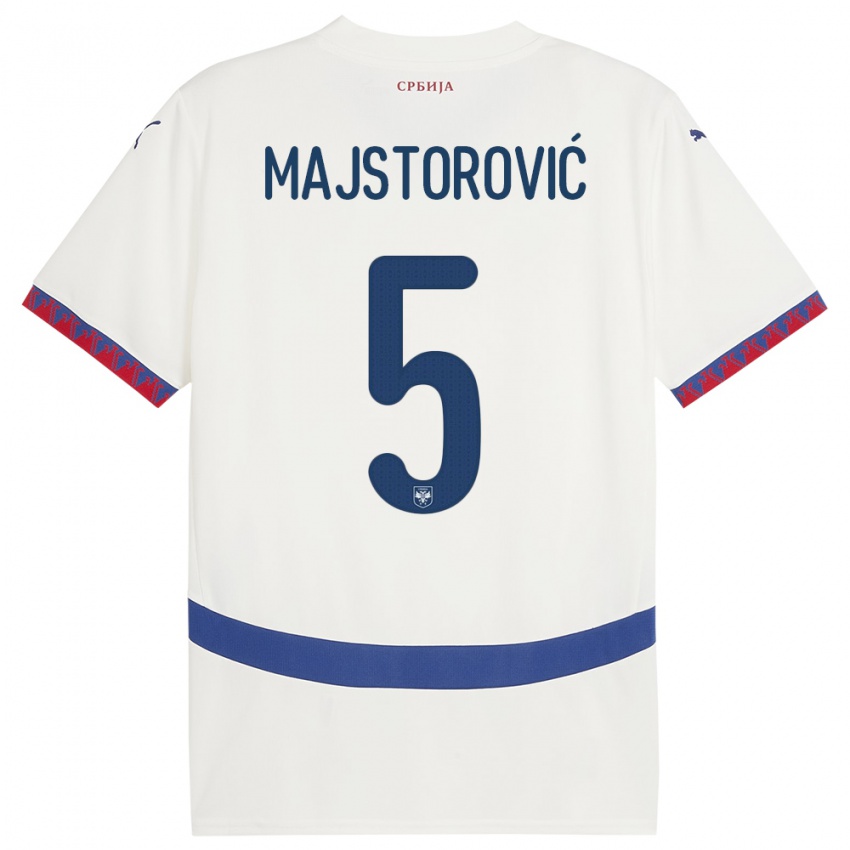 Męski Serbia Milan Majstorovic #5 Biały Wyjazdowa Koszulka 24-26 Koszulki Klubowe