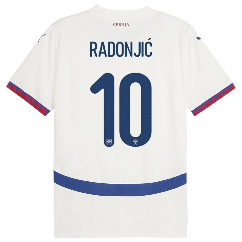 Męski Serbia Mateja Radonjic #10 Biały Wyjazdowa Koszulka 24-26 Koszulki Klubowe