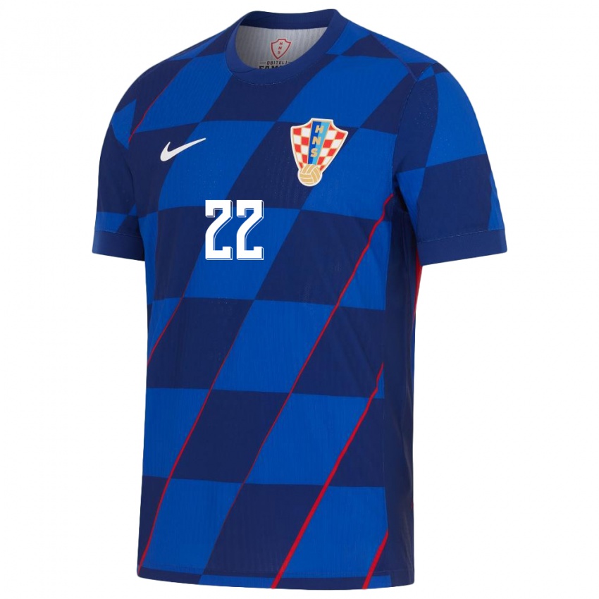 Męski Chorwacja Niko Jankovic #22 Niebieski Wyjazdowa Koszulka 24-26 Koszulki Klubowe