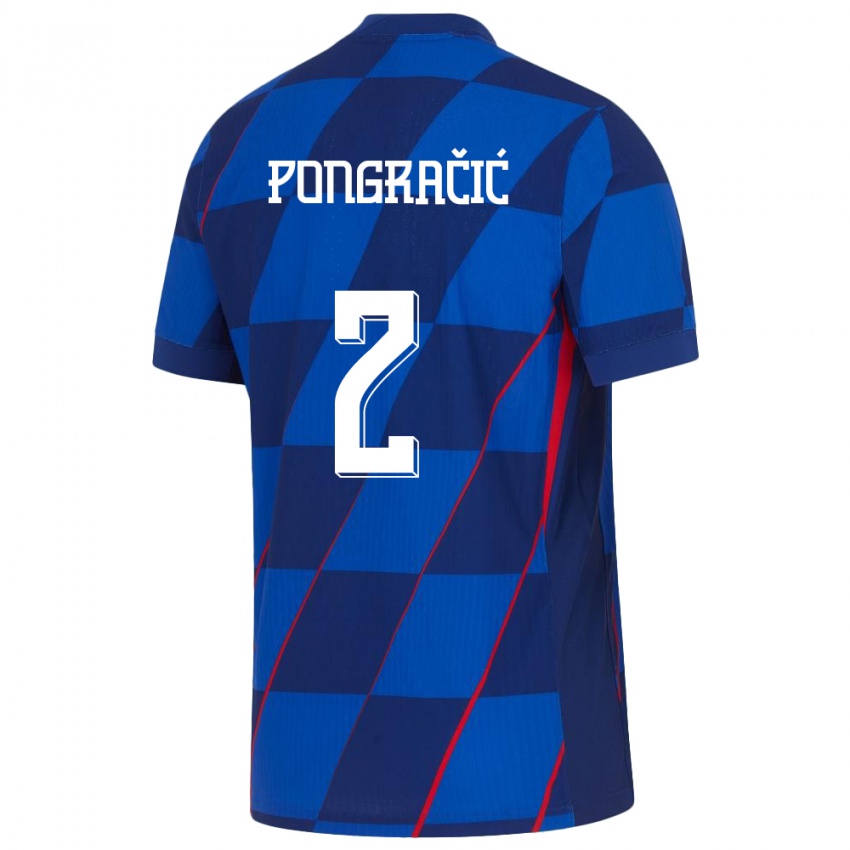 Męski Chorwacja Marin Pongracic #2 Niebieski Wyjazdowa Koszulka 24-26 Koszulki Klubowe