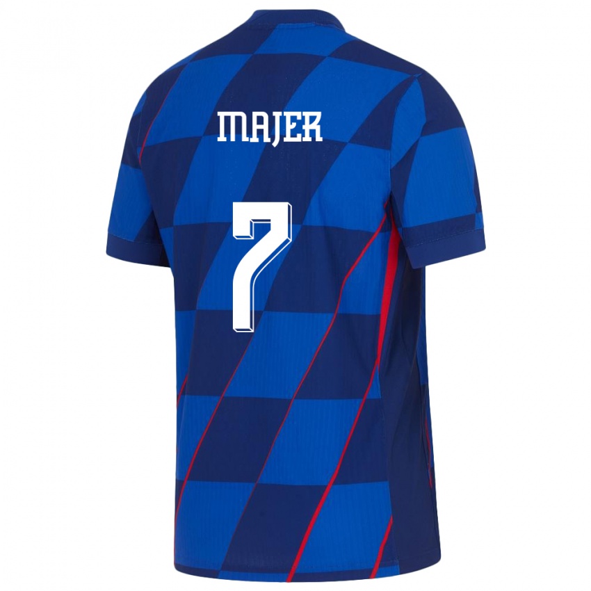 Męski Chorwacja Lovro Majer #7 Niebieski Wyjazdowa Koszulka 24-26 Koszulki Klubowe