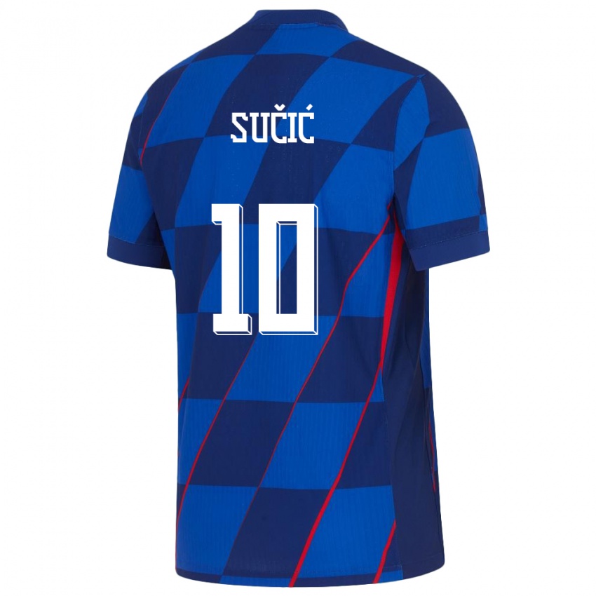 Męski Chorwacja Luka Sucic #10 Niebieski Wyjazdowa Koszulka 24-26 Koszulki Klubowe
