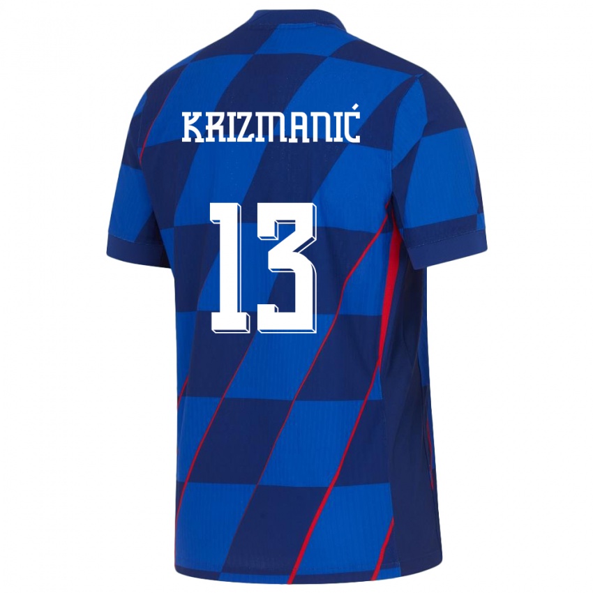 Męski Chorwacja Kresimir Krizmanic #13 Niebieski Wyjazdowa Koszulka 24-26 Koszulki Klubowe