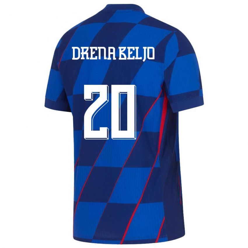 Męski Chorwacja Dion Drena Beljo #20 Niebieski Wyjazdowa Koszulka 24-26 Koszulki Klubowe