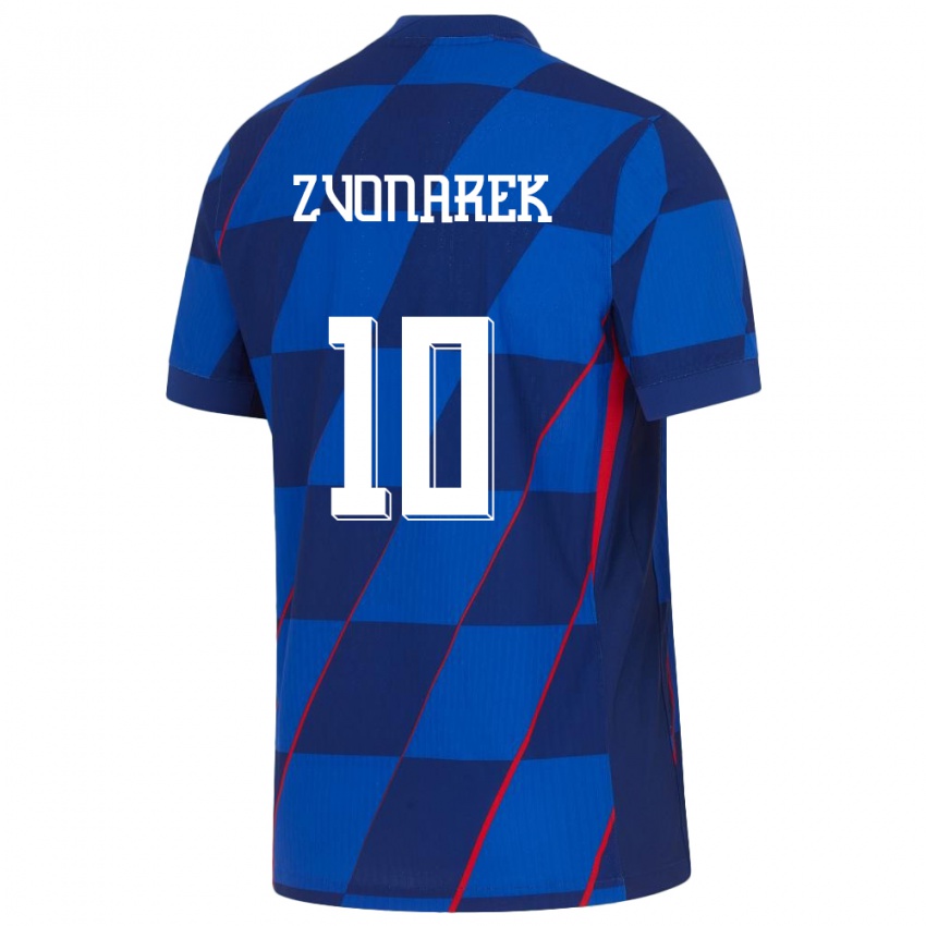 Męski Chorwacja Lovro Zvonarek #10 Niebieski Wyjazdowa Koszulka 24-26 Koszulki Klubowe