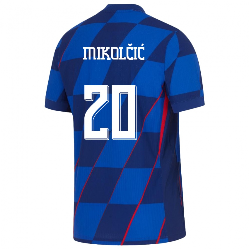 Męski Chorwacja Simun Mikolcic #20 Niebieski Wyjazdowa Koszulka 24-26 Koszulki Klubowe