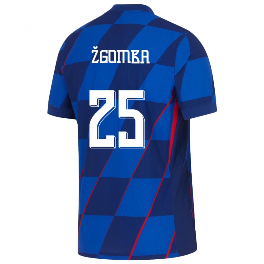 Męski Chorwacja Marin Zgomba #25 Niebieski Wyjazdowa Koszulka 24-26 Koszulki Klubowe