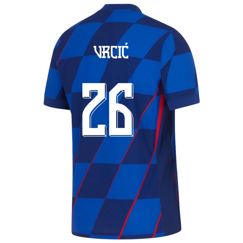 Męski Chorwacja Jere Vrcic #26 Niebieski Wyjazdowa Koszulka 24-26 Koszulki Klubowe