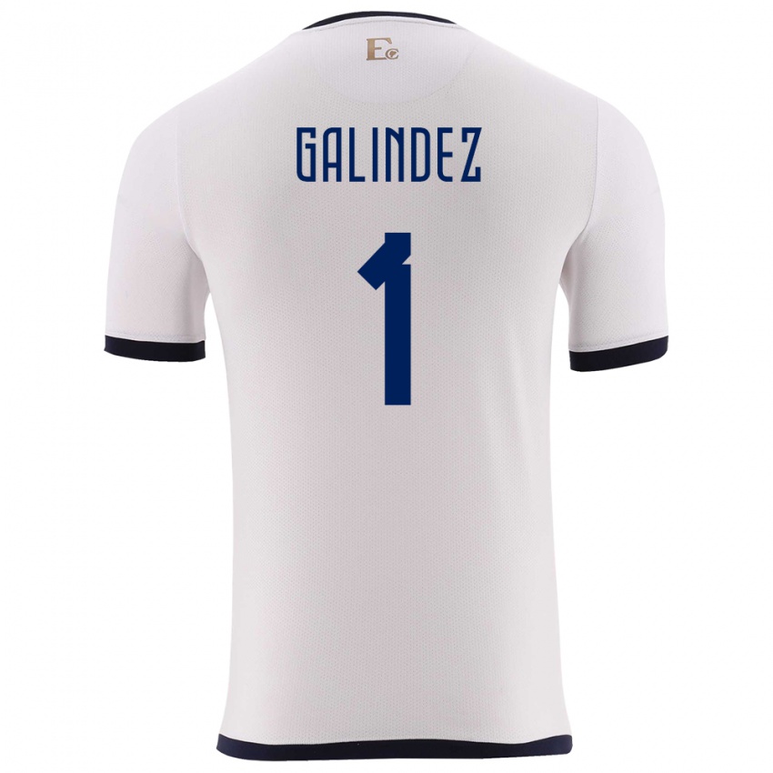 Męski Ecuador Hernan Galindez #1 Biały Wyjazdowa Koszulka 24-26 Koszulki Klubowe