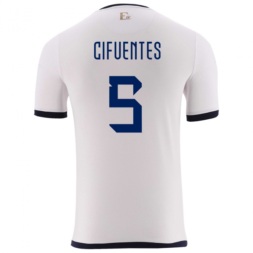 Męski Ecuador Jose Cifuentes #5 Biały Wyjazdowa Koszulka 24-26 Koszulki Klubowe
