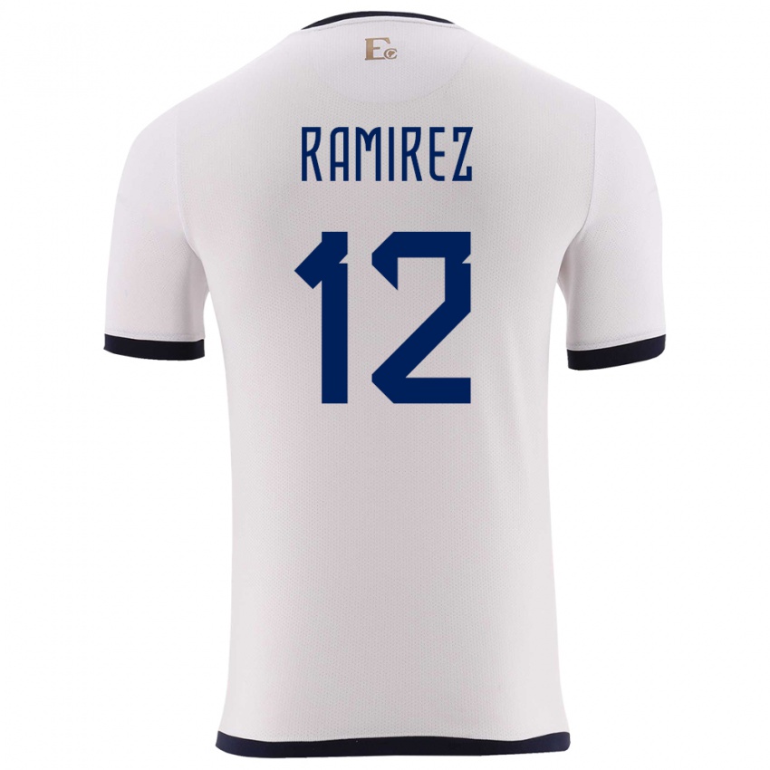 Męski Ecuador Moises Ramirez #12 Biały Wyjazdowa Koszulka 24-26 Koszulki Klubowe