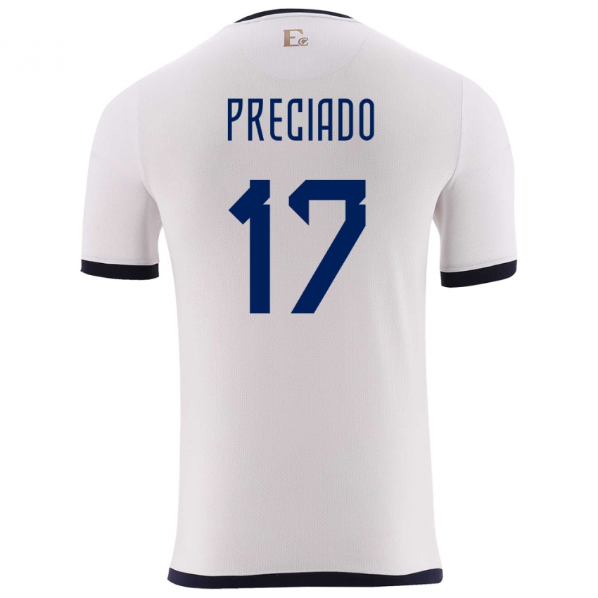 Męski Ecuador Angelo Preciado #17 Biały Wyjazdowa Koszulka 24-26 Koszulki Klubowe