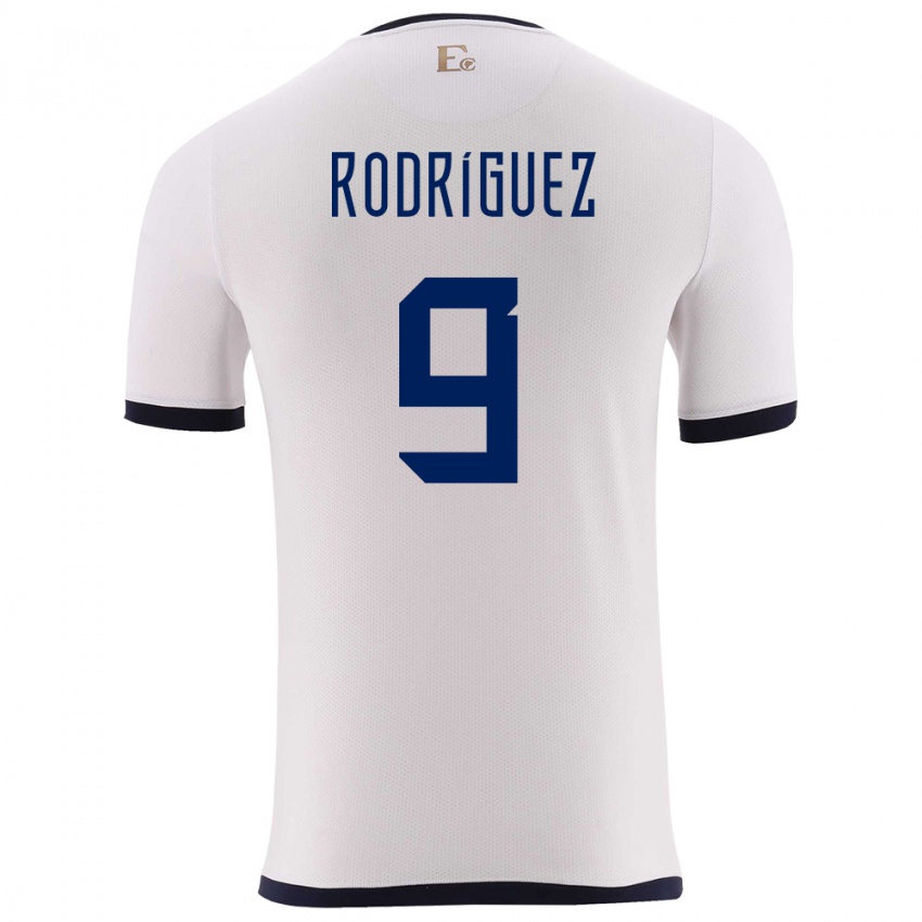 Męski Ecuador Ingrid Rodriguez #9 Biały Wyjazdowa Koszulka 24-26 Koszulki Klubowe