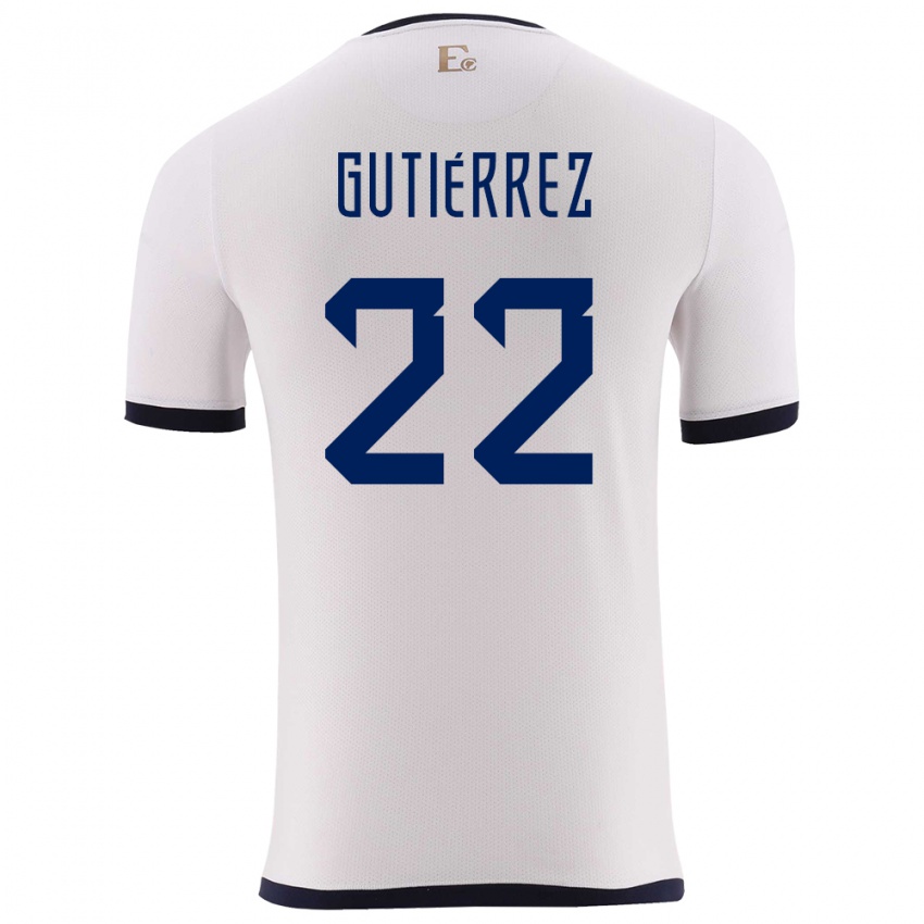 Męski Ecuador Melanie Gutierrez #22 Biały Wyjazdowa Koszulka 24-26 Koszulki Klubowe
