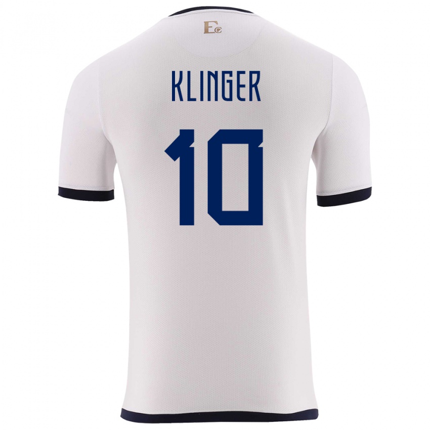 Męski Ecuador Jose Klinger #10 Biały Wyjazdowa Koszulka 24-26 Koszulki Klubowe