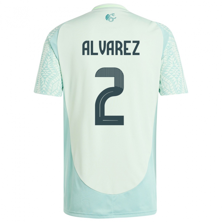 Męski Meksyk Kevin Alvarez #2 Lniana Zieleń Wyjazdowa Koszulka 24-26 Koszulki Klubowe