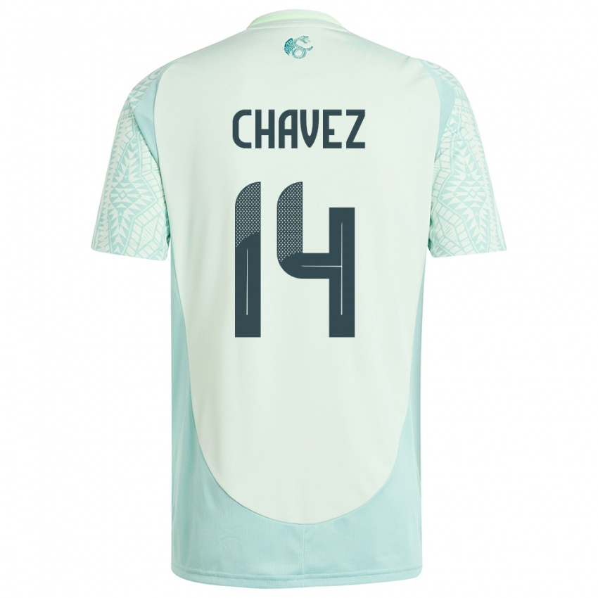Męski Meksyk Luis Chavez #14 Lniana Zieleń Wyjazdowa Koszulka 24-26 Koszulki Klubowe