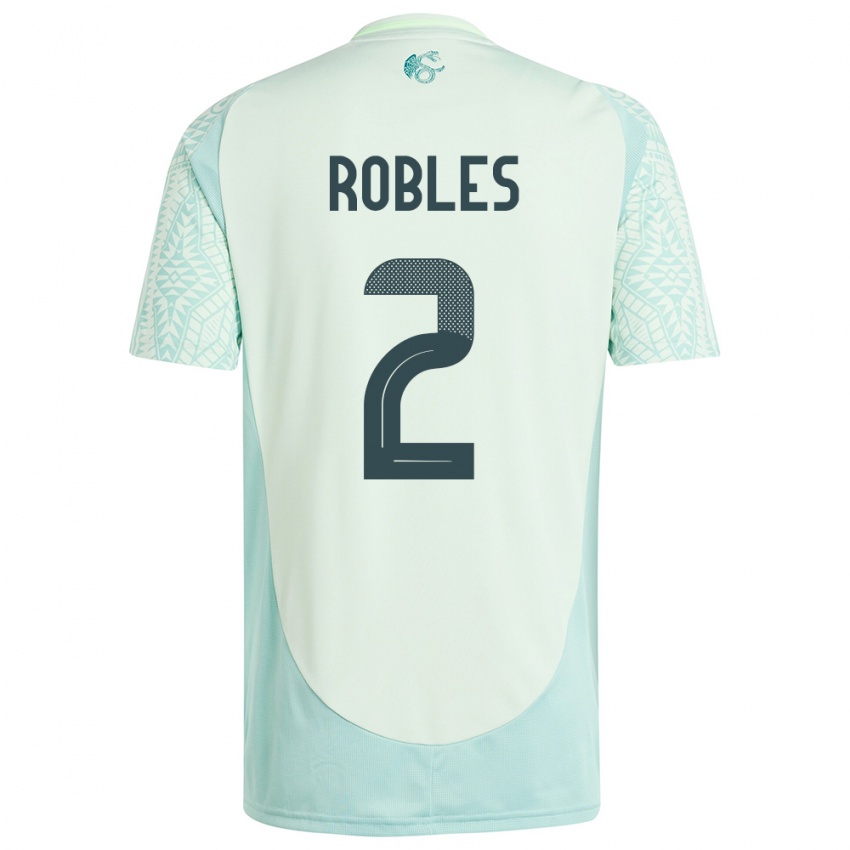 Męski Meksyk Kenti Robles #2 Lniana Zieleń Wyjazdowa Koszulka 24-26 Koszulki Klubowe