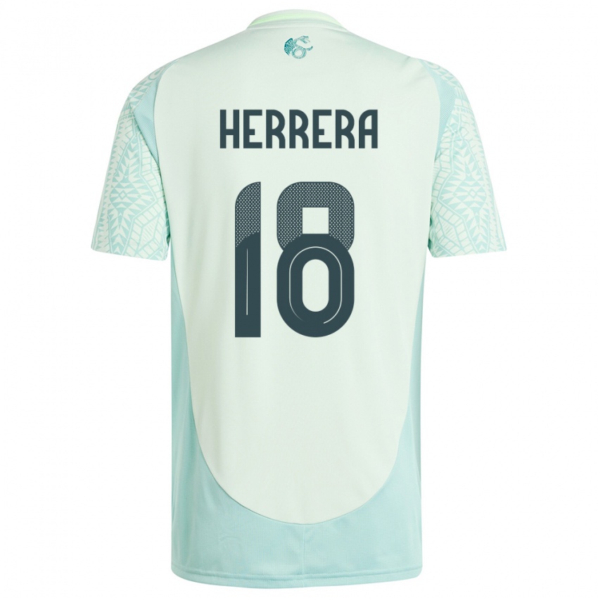 Męski Meksyk Ozziel Herrera #18 Lniana Zieleń Wyjazdowa Koszulka 24-26 Koszulki Klubowe