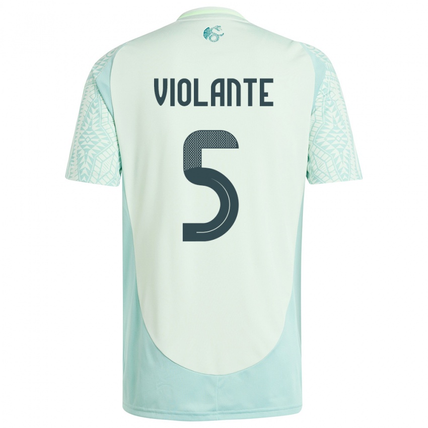Męski Meksyk Isaias Violante #5 Lniana Zieleń Wyjazdowa Koszulka 24-26 Koszulki Klubowe