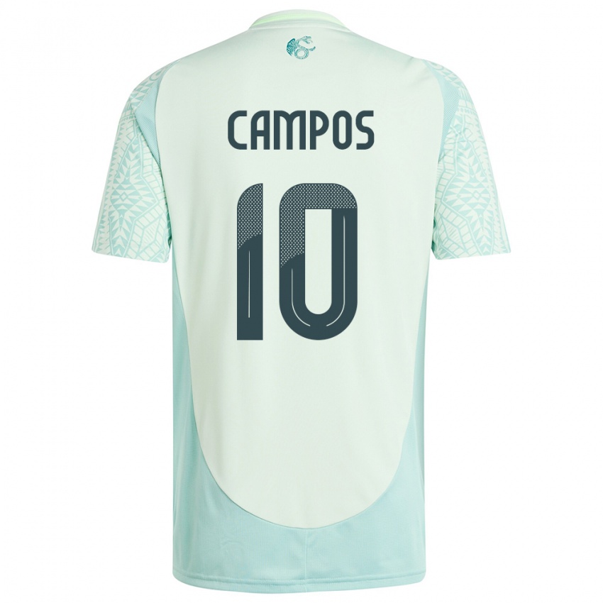 Męski Meksyk Karel Campos #10 Lniana Zieleń Wyjazdowa Koszulka 24-26 Koszulki Klubowe