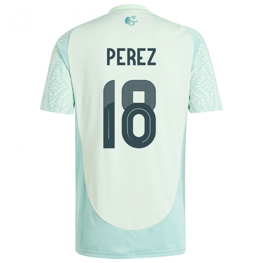 Męski Meksyk Jonathan Perez #18 Lniana Zieleń Wyjazdowa Koszulka 24-26 Koszulki Klubowe