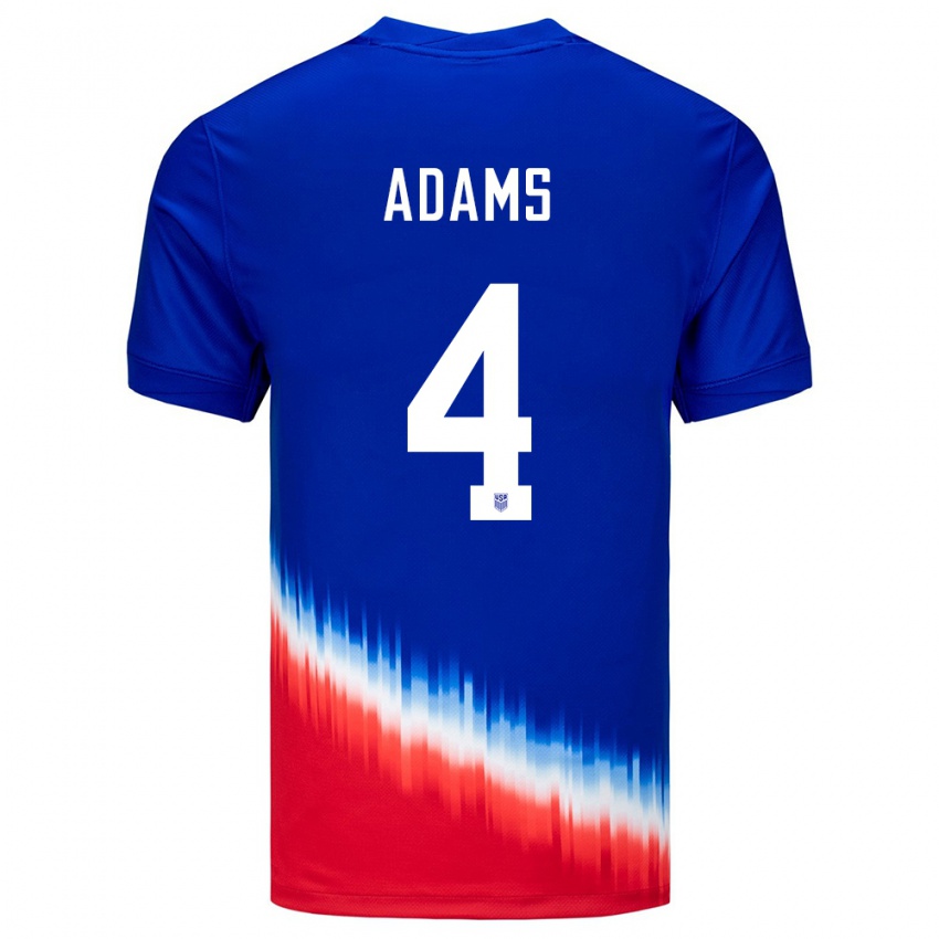 Męski Stany Zjednoczone Tyler Adams #4 Niebieski Wyjazdowa Koszulka 24-26 Koszulki Klubowe