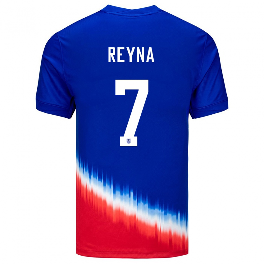 Męski Stany Zjednoczone Giovanni Reyna #7 Niebieski Wyjazdowa Koszulka 24-26 Koszulki Klubowe
