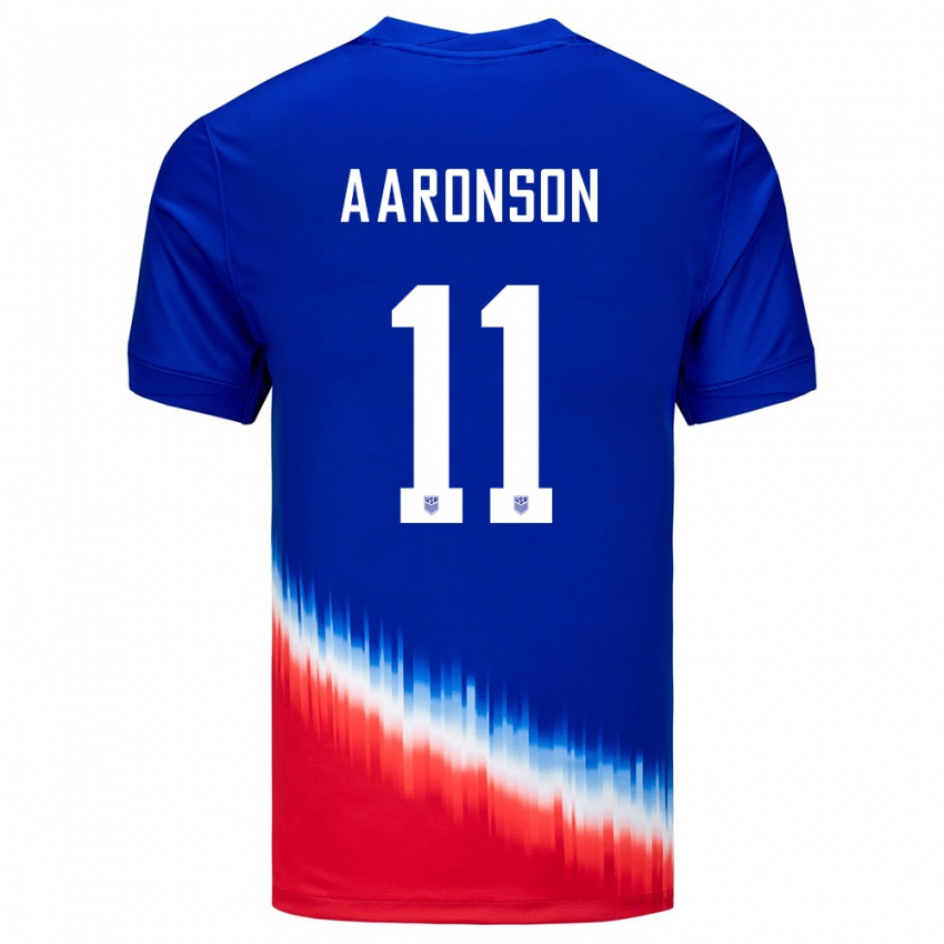 Męski Stany Zjednoczone Brenden Aaronson #11 Niebieski Wyjazdowa Koszulka 24-26 Koszulki Klubowe