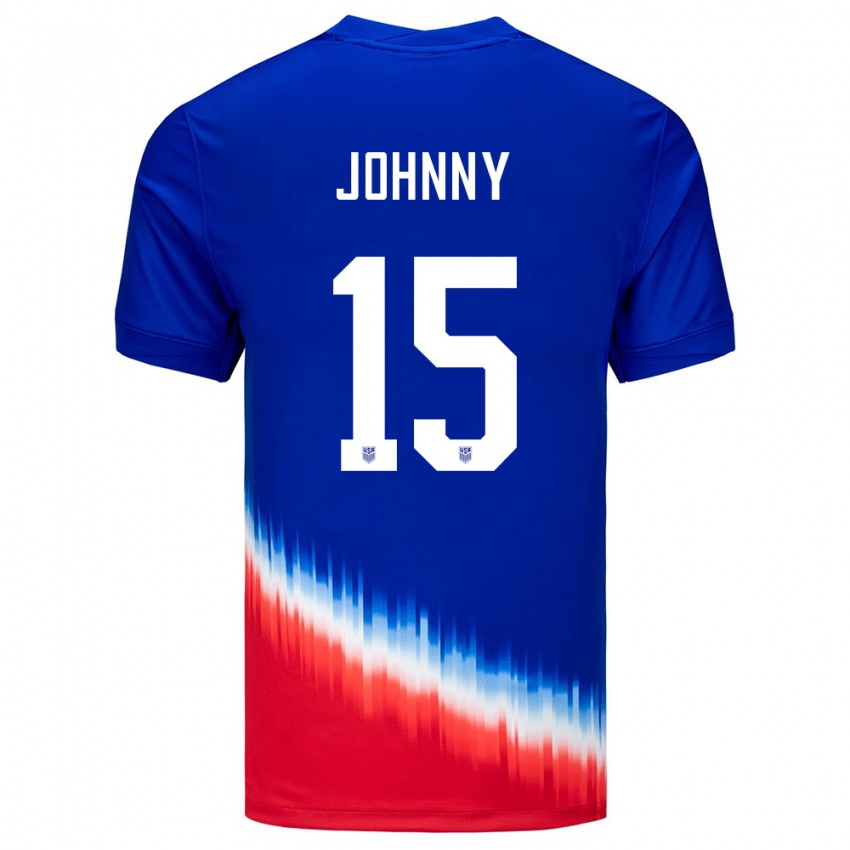Męski Stany Zjednoczone Johnny #15 Niebieski Wyjazdowa Koszulka 24-26 Koszulki Klubowe
