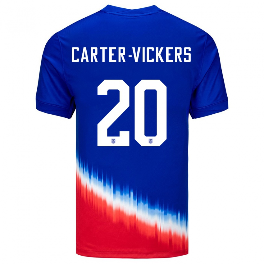 Męski Stany Zjednoczone Cameron Carter-Vickers #20 Niebieski Wyjazdowa Koszulka 24-26 Koszulki Klubowe