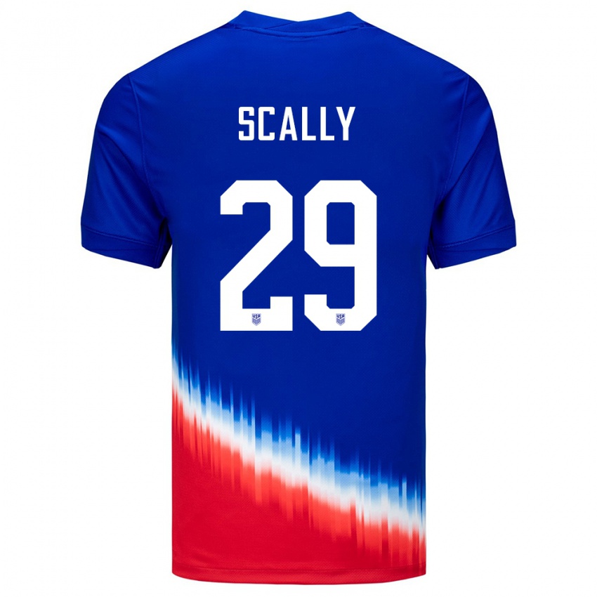 Męski Stany Zjednoczone Joseph Scally #29 Niebieski Wyjazdowa Koszulka 24-26 Koszulki Klubowe