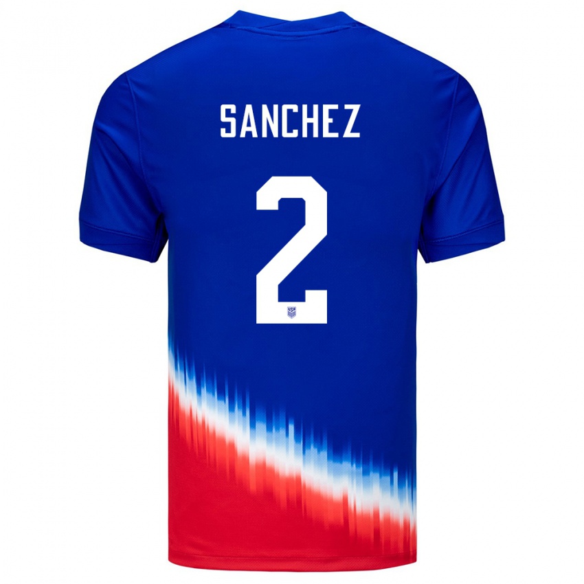 Męski Stany Zjednoczone Ashley Sanchez #2 Niebieski Wyjazdowa Koszulka 24-26 Koszulki Klubowe